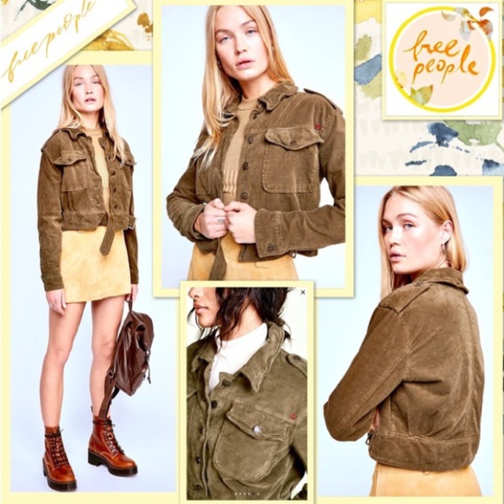 Free People Evelyn Velvet Corduroy Cropped Military